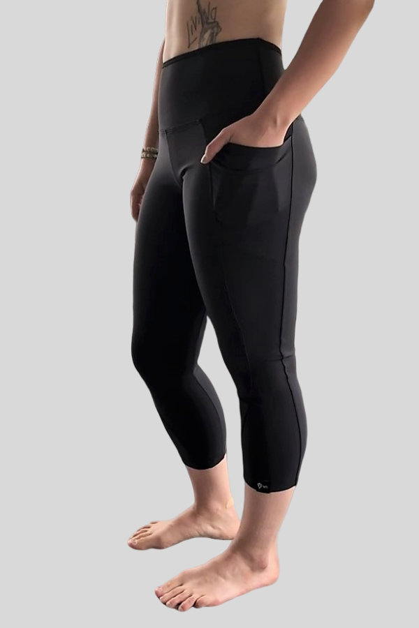 High Waist Capri Pocket Yoga Pants - Black